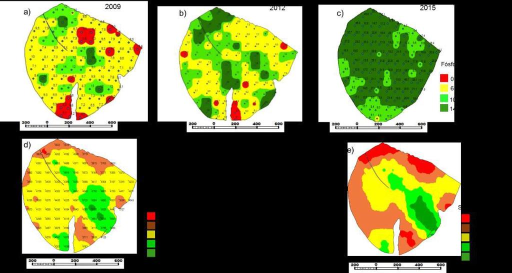 Mapeamento da Produtividade de Grãos e Utilização dos Mapas georreferenciados da área, tais como informações de solo, relevo e produtividade.