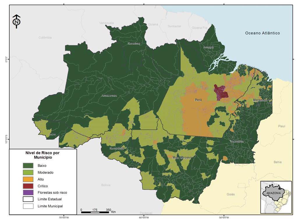 33 Este modelo, proposto pelos pesquisadores do Imazon, discriminou espacialmente uma área de 2721 km 2 sob risco de desmatamento na Amazônia.