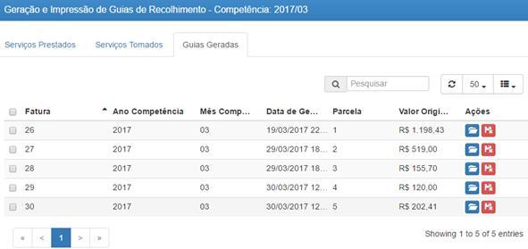 (notas 13, 14 e 16), foi gerada uma única guia (fatura