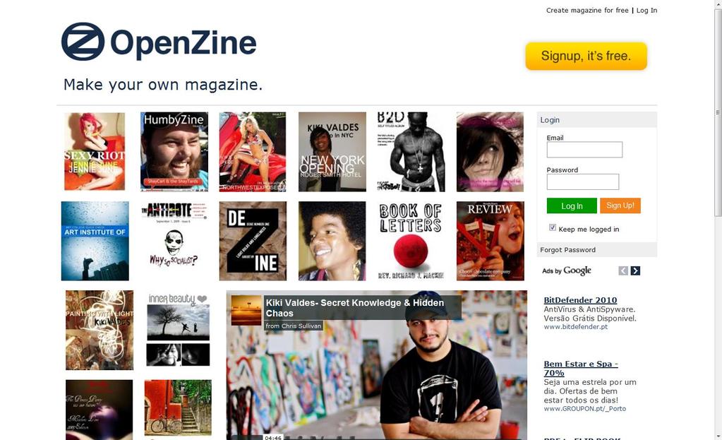 Manual e Guia de Utilização e Exploração do Openzine 1. O acesso à plataforma de criação e publicação de Revistas do Openzine é feito através do endereço http://www.openzine.