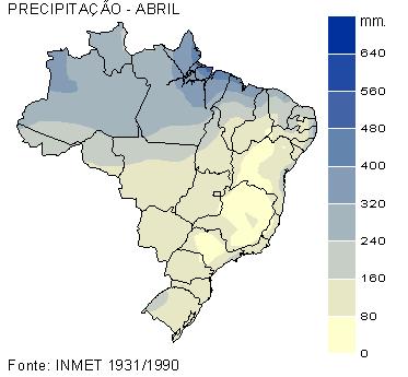 Distribuição das principais massas de ar que atuam no Brasil e sua