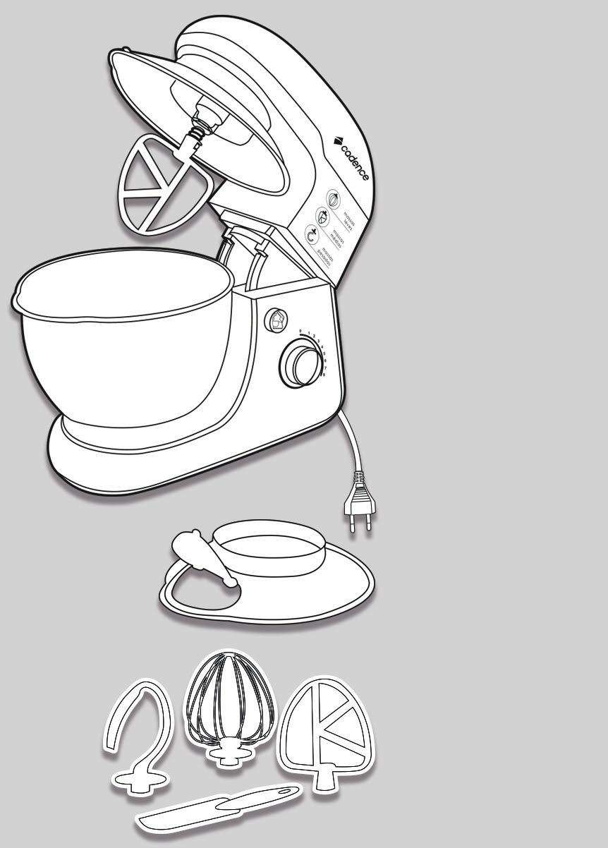 2 - COMPONENTES DO PRODUTO Corpo da batedeira Proteção anti respingos Perfect Cover Tigela Botão de articulação Botão de controle eletrônico de velocidade