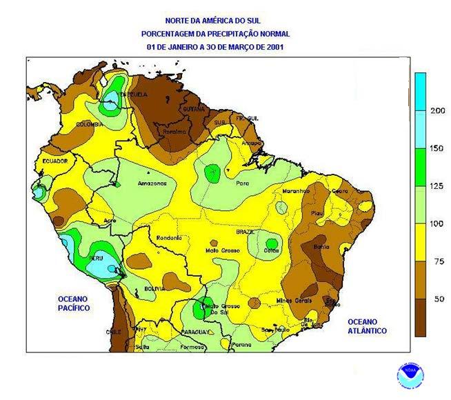 PERCENTUAL DA PRECIPITAÇÃO DA CLIMATOLOGIA PERÍODO: 01 JANEIRO A 31 DE MARÇO DE 2001