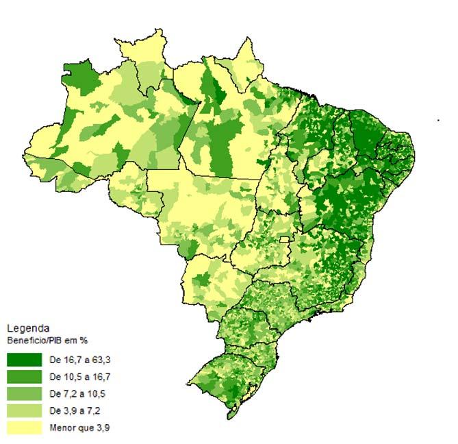 Gráfico Relação Benefício do INSS / PIB em % para