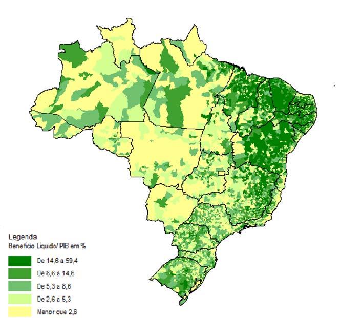 Gráfico Relação Benefício Liquido do INSS / PIB em % para