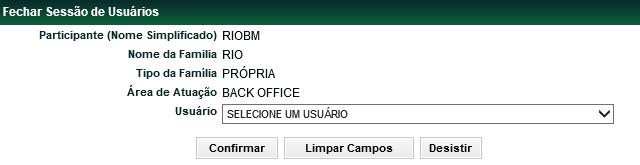 Fechar Sessão de Usuários Controle de Acesso > Usuário > Fechar Sessão de Usuário Visão Geral Esta função permite ao Administrador ou ao usuário que tenha esta função em seu perfil de acesso,