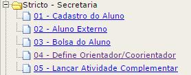 4.4 Validação de atividade complementar Em Stricto Secretaria / 05 lançar Atividade