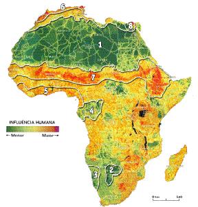 QUESTÃO 09 http://nationalgeographic.abril.com.br O continente africano pode ser caracterizado pela influência não uniforme das atividades humanas sobre seu espaço.