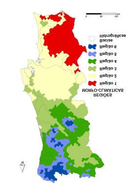 a) Regiões morfoclimáticas b) Classes de mineralização Figura 1 - Factores para a determinação dos tipos segundo o sistema B definido pela Directiva- Quadro da Água: a) regiões morfoclimáticas; b)