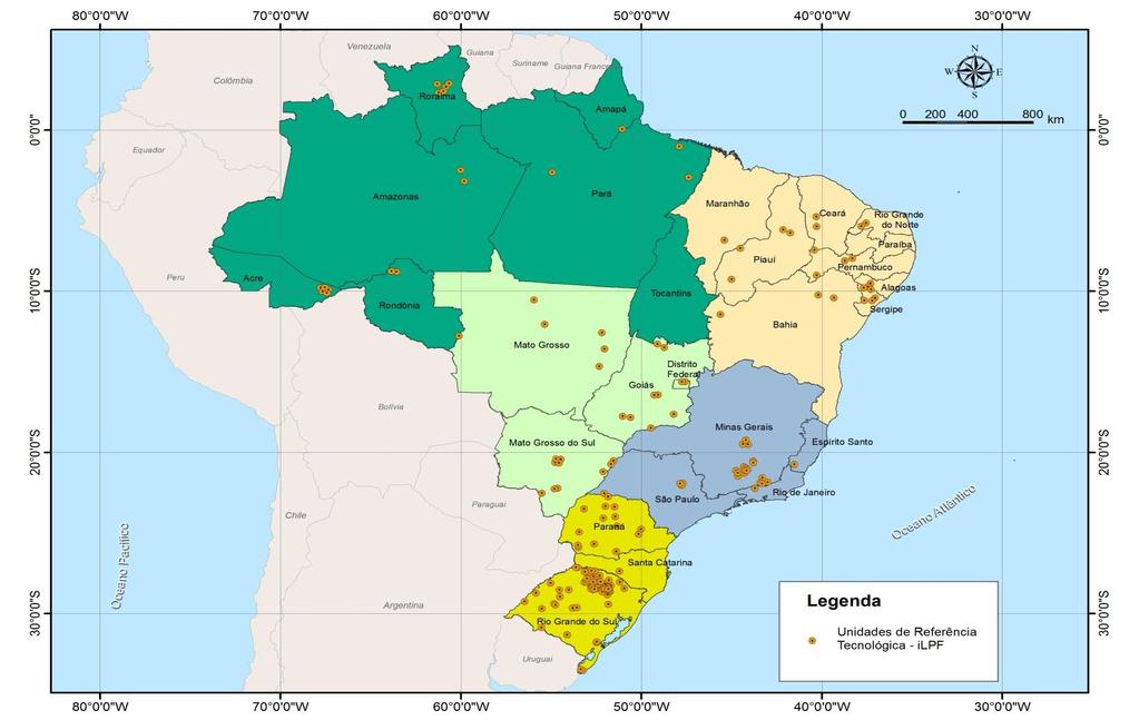 Distribuição espacial das URT s em ilpf no Brasil.