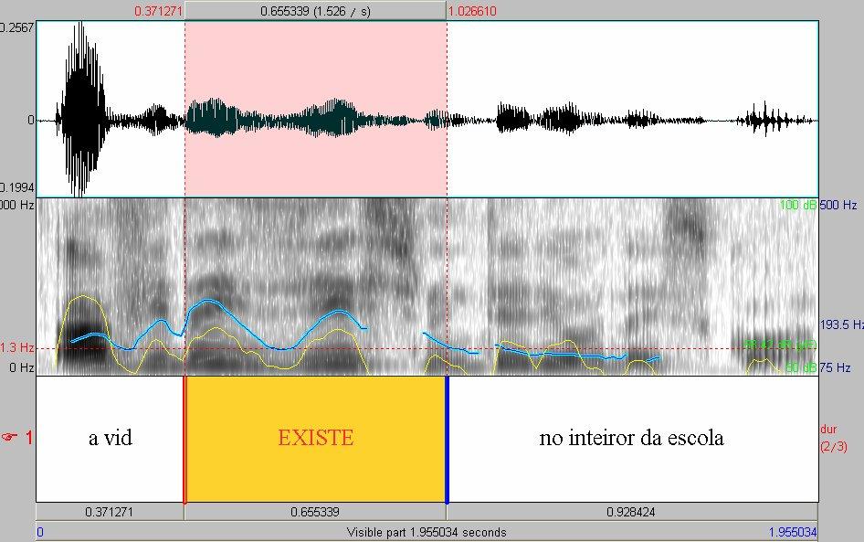 3.4.4. Análise Acústica A análise acústica dos dados realizou-se por meio do programa Praat, versão 5.0.34. As gravações foram transpostas ao programa e, então, foram segmentados os enunciados.