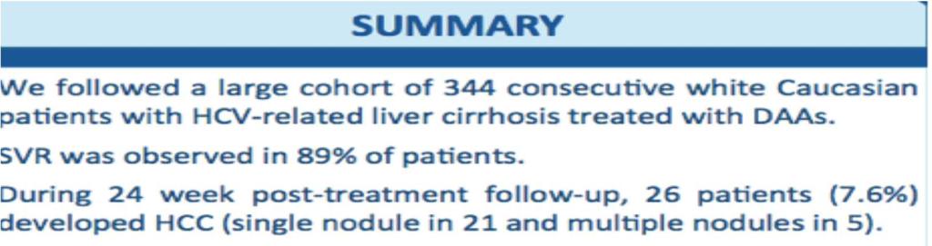 DEVELOPMENT OF HEPATOCELLULAR CARCINOMA IN HCV CIRRHOTIC PATIENTS TREATED WITH DIRECT ACTING ANTIVIRALS