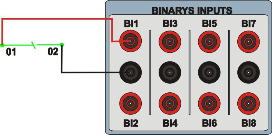 1.3 Entradas Binárias Ligue a entrada binária do CE-6006 à saída binária no módulo NR1521A do relé: BI1 ao pino 01 e seu comum ao pino 02; A figura a seguir mostra os detalhes dessas ligações. 2.