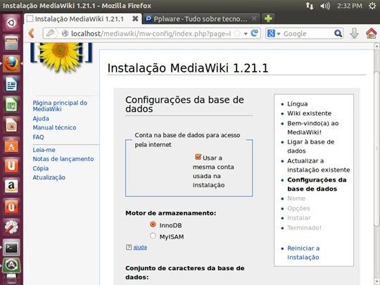 4.6) Instalação da MediaWiki A partir deste ponto, o instalador irá proceder à