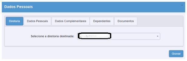 Na tela de dados pessoais, acessar cada aba para inserir os dados e gravar as alterações.