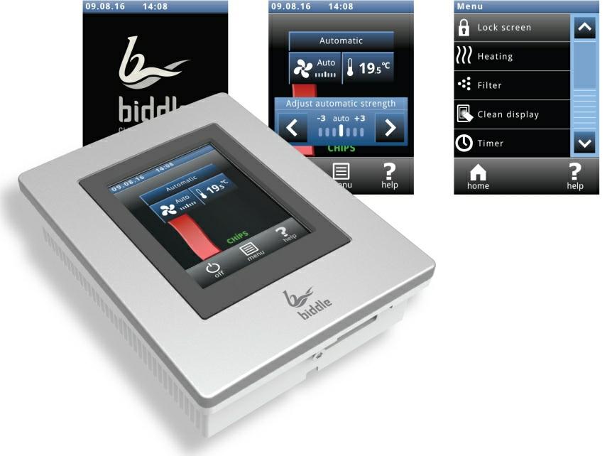 SensAir b-touch Ecrã táctil e visualização inteligente O SensAir está equipado com controlador b-touch, com um painel de comando com ecrã táctil específico da Biddle que é activado automaticamente.