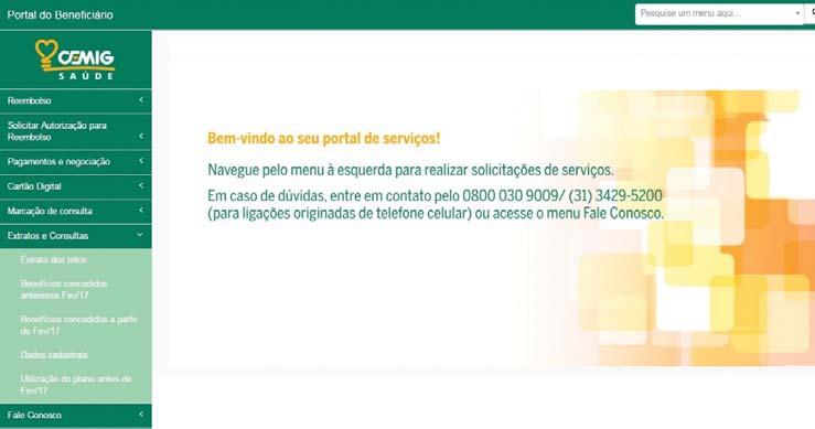 INFORMATIVO PORTAL DE SERVIÇOS DO BENEFICIÁRIO 7 EXTRATOS E CONSULTAS EXTRATO DE UTILIZAÇÃO 1.