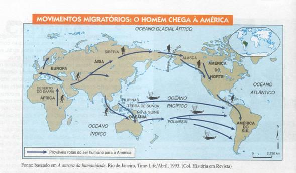 grande glaciação terrestre, que formou uma ponte de gelo no Estreito de Behring, unindo o extremo nordeste da Ásia ao Alasca.