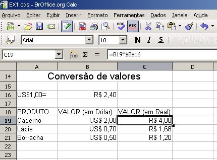 referências às células B19 e B16.