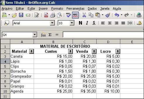 1 AutoFiltro Com esta opção, criam-se opções para seleção de dados no cabeçalho da planilha: Setas Drop-down são