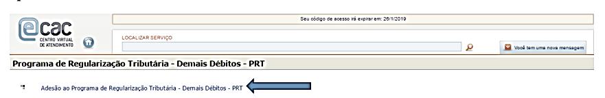 A emissão de GPS somente se habilitará após a conclusão da adesão ao PRT