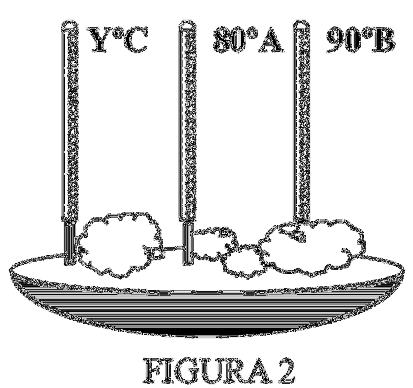 Considerando uma escala termométrica arbitrária E, cujos pontos fixos são 10 ºE para o ponto do gelo e 80 ºE para o ponto de vapor, sua indicação numérica para o estado inicial de hipertermia é 02-