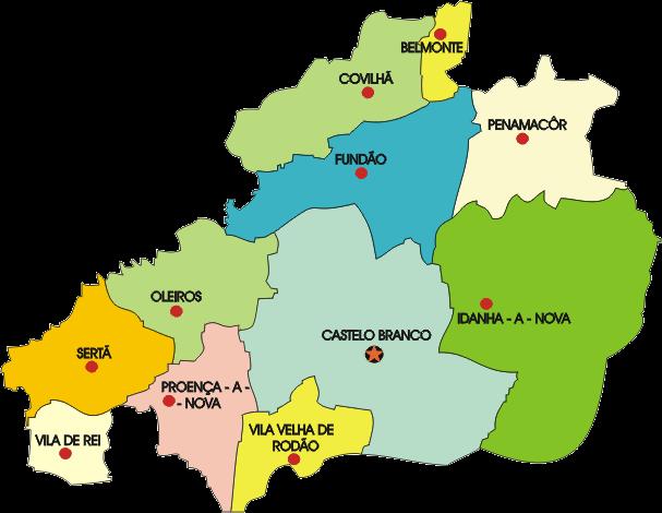 3- ÁREA GEOFRÁFICA DE INFLUÊNCIA O concelho de Castelo Branco, com uma área de 1440 Km2, insere-se na NUT II Centro e NUT III Beira Interior Sul. Dista 250Km de Lisboa e 260Km do Porto.