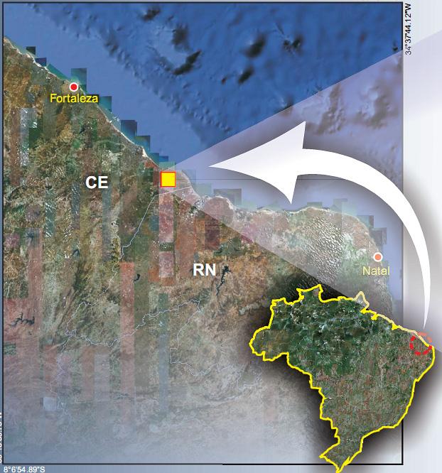 1 INTRODUÇÃO A área de estudo está inserida na região do campo de petróleo de Fazenda Belém e está localizada no município de Aracati-CE, às margens da rodovia BR-304, distando aproximadamente 200 km