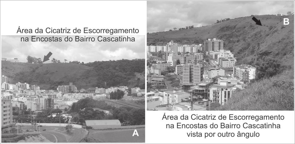 Zaidan, R. T. & Fernandes, N. F. Figura 12 - A fotografia A e B são referentes ao bairro Cascatinha e representam a mesma encosta, porém vistas por ângulos diferentes.