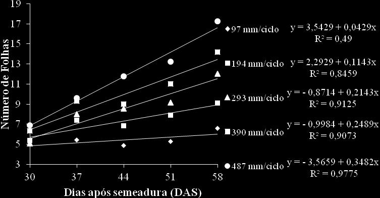 Da mesma forma que para a altura de plantas e diâmetro do caule, o número de folhas apresentou também, valores inferiores aos encontrados por Carvalho et al.
