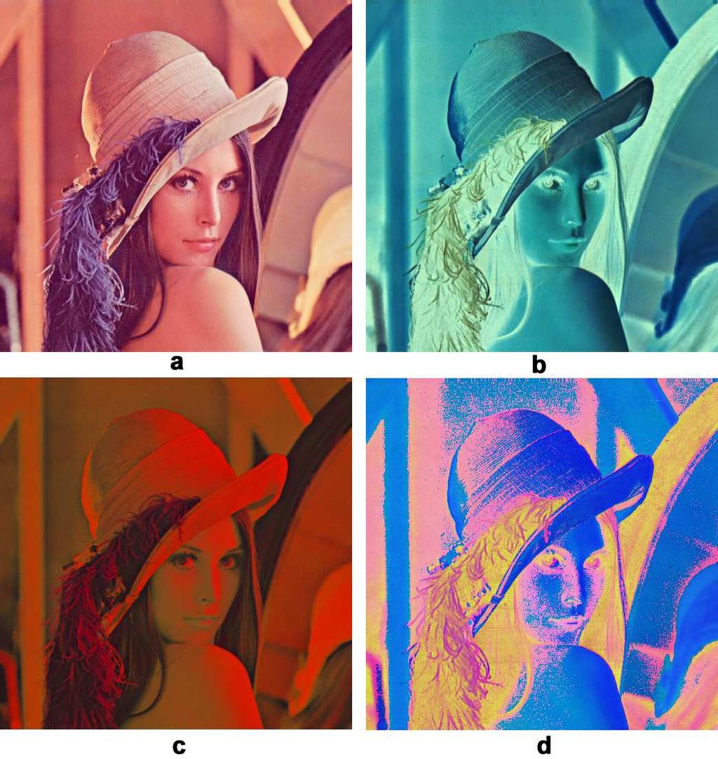 20 cores originais da imagem, as cores assim como elas são percebidas pelo sistema visual humano, enquanto as outras representam esta imagem convertida para os espaços CMY, YIQ e HSI, fazendo o uso