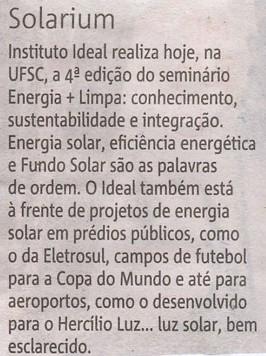 Notícias do Dia - Ricardinho Machado Solarium Instituto Ideal / UFSC