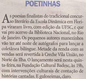 Poetinhas Poesias finalistas / Concurso literário da Escola Dinâmica / Edição da UFSC / Biblioteca