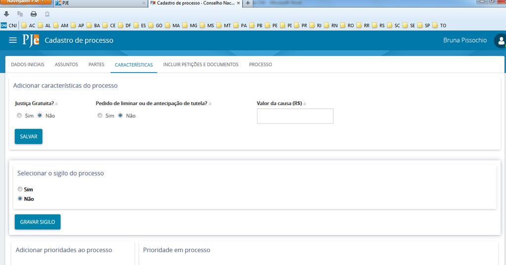 8 No tipo de pessoa escolha a opção AUTORIDADE e selecione a caixa Não possui este documento, escolha a opção de não possuir outro documento que possa identificar a parte contrária e, no campo