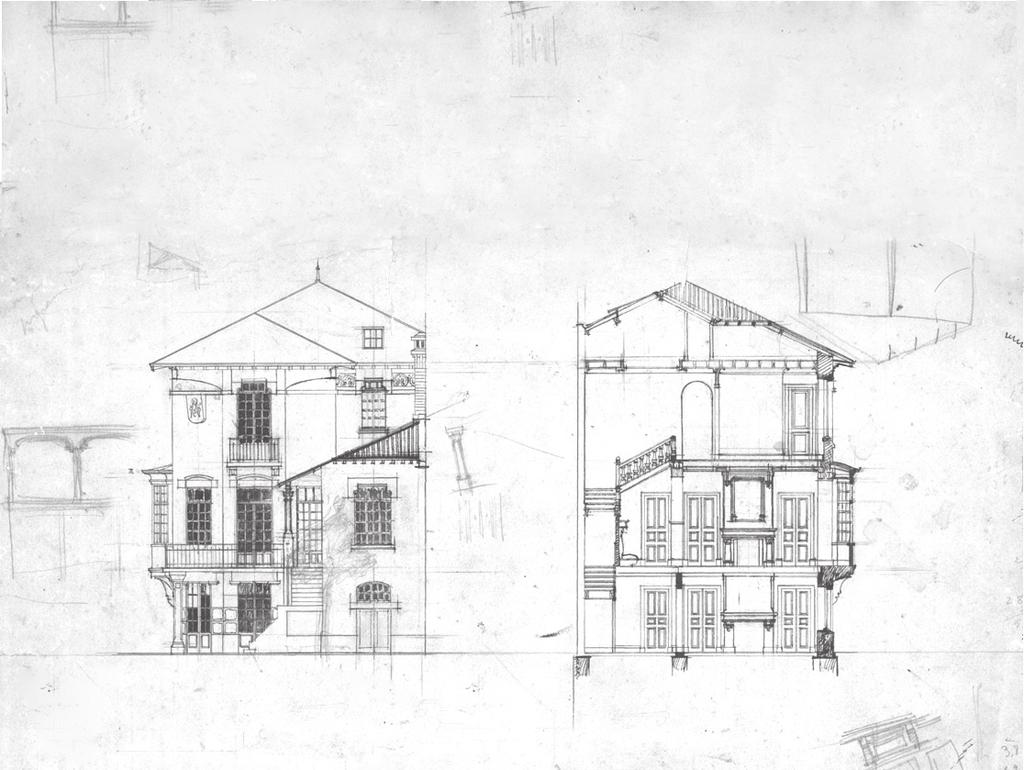 Desenho de Marques da Silva para a fachada