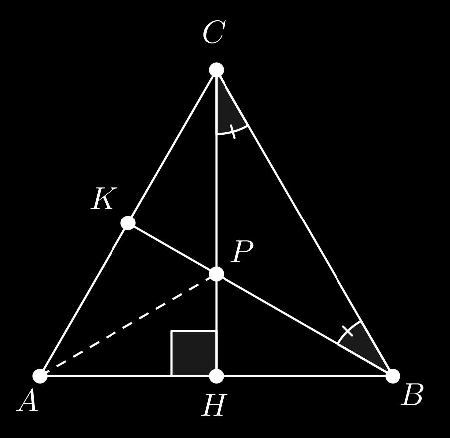 CH Nos triângulos KBC e HCB, temos KB HC, K ˆBC HĈB e BC CB, logo, pelo caso LAL, estes triângulos são congruentes Assim, C ˆKB BĤC 90, logo a mediana BK é também altura, mostrando que o triângulo
