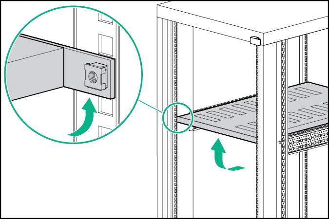 Passe a porca separadora através da perfuração quadrada do trilho até que o ressalto superior encaixe na posição. 3.