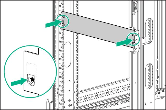 NOTA Ao utilizar o modelo na parte traseira da estrutura do rack, marque o rack no topo do modelo para ajudar a alinhar o próximo