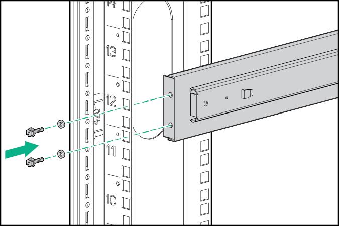 4. Repita as etapas 2 e 3 para instalar a peça do trilho direito da prateleira corrediça. Instalação da prateleira corrediça 1.