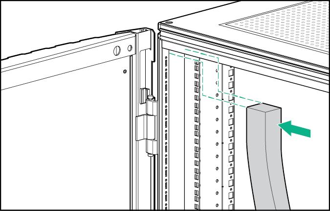 3. Coloque a gaxeta de ventilação para trilho no espaço entre os trilhos de montagem de 48,26 cm (19 pol.