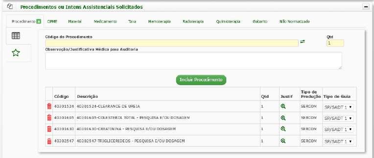 Haverá também a possibilidade de separar guias dentro da mesma solicitação, ou seja, se