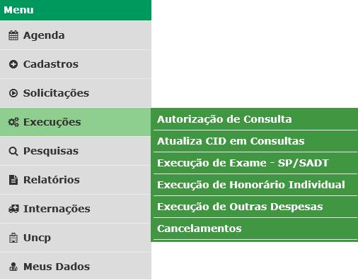 6. Execuções 6.1. Autorização de Consulta: esta também foi uma tela que sofreu alterações.