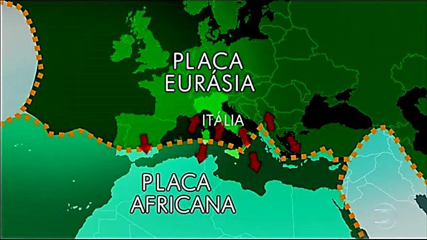 a) Que tipo de borda (limite) de placa tectônica atua sobre o território italiano, sendo responsável pelos fenômenos de tectonismo e vulcanismo? Borda Convergente de placas.