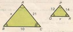Calcule o valor de x: 10- Sabendo-se que os triângulos são