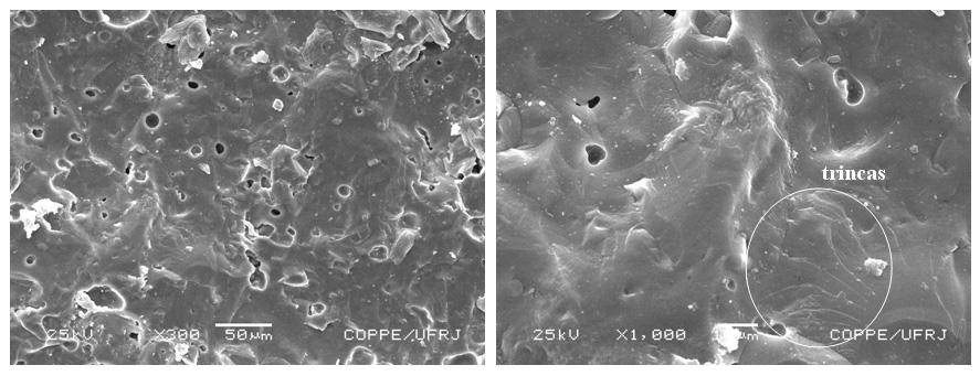 Figura 5: Micrografias obtidas por MEV da superfície de fratura da