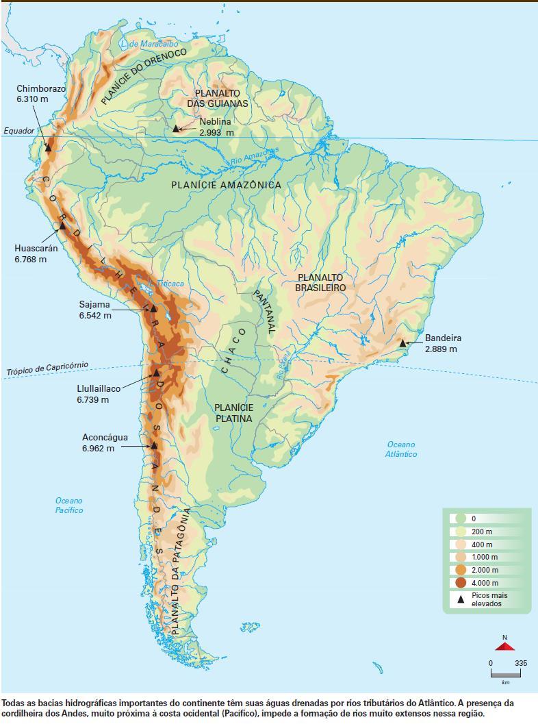 AMERICA DO SUL Hidrografia relevo Planícies sedimentares: do mundo, sendo o amazonas o de Orenoco maior extensão e volume de água no Amazônica planeta, com 6.