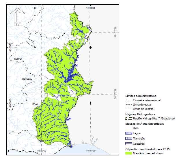 Objecto de Avaliação - PGBH da RH7 Guadiana (Aox1RH7); Orla Meridional Indiferenciado da Bacia do Guadiana (O01RH7); Zona Sul Portuguesa Transição Atlântico e Serra (Aoz2RH7) e Zona Sul Portuguesa da