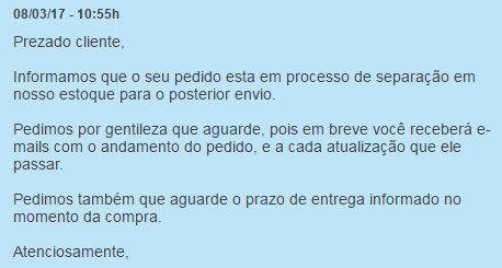 Cliente entra em contato pois a entrega está em