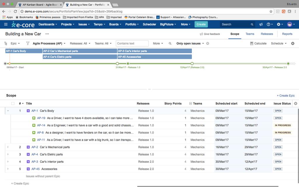 Portfolio for JIRA Planejar e prever roadmaps realistas,