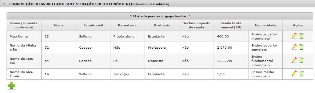 - Preencha todos os dados desta janela, incluindo a renda bruta mensal.